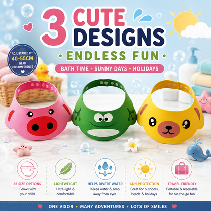 Toddlers Multi Use Visor Hats - 3 Cute Designs