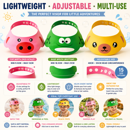 Toddlers Multi Use Visor Hats - 3 Cute Designs
