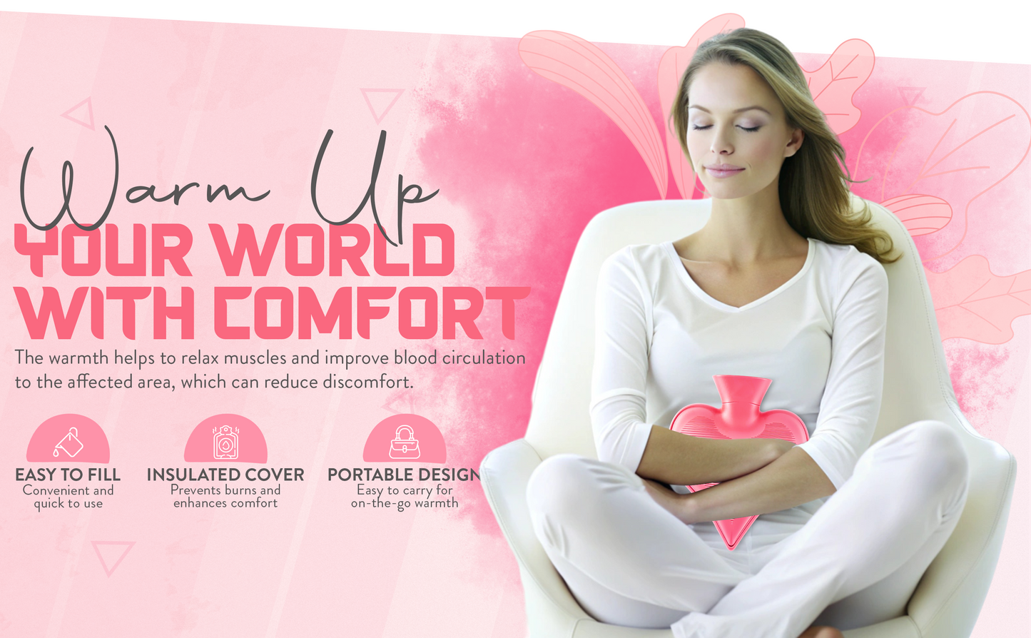 Generise 1L Heart-Shaped Hot Water Bottles with Plush Cover – Perfect Gift for Mum