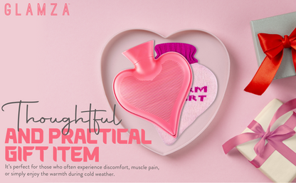 Generise 1L Heart-Shaped Hot Water Bottles with Plush Cover – Perfect Gift for Mum