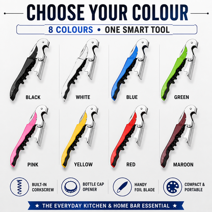 Multi-Function 3-in-1 Corkscrew & Bottle Opener – Stainless Steel