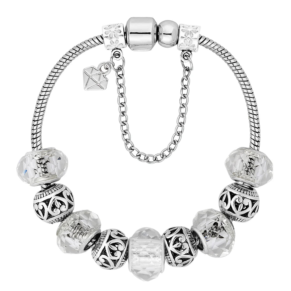 Diamond Style London - Charm Bracelet with Clear Charms (Item code: Charmbra)