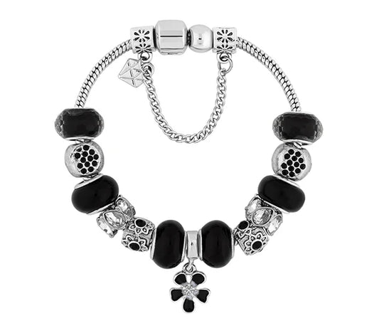 Diamond Style London - Charm Bracelet with Black Charms (Item code: Charmbrablack)