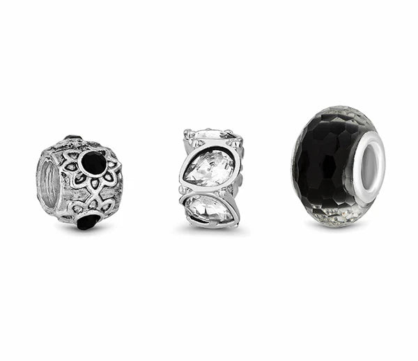 Diamond Style London - Charm Bracelet with Black Charms (Item code: Charmbrablack)