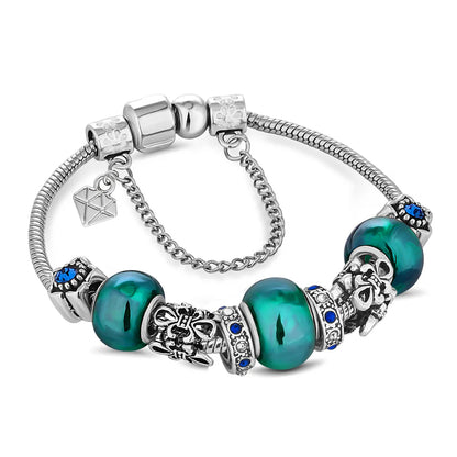 Diamond Style London - Charm Bracelet with Blue Charms (Item code: Charmbrablue)