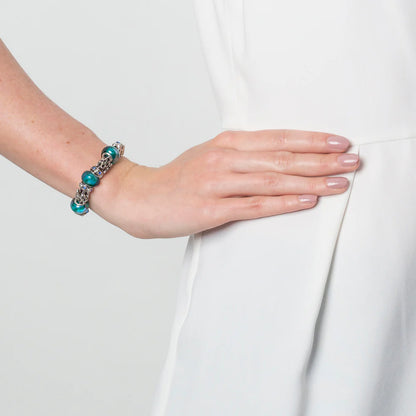 Diamond Style London - Charm Bracelet with Blue Charms (Item code: Charmbrablue)