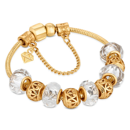 Diamond Style London - Charm Bracelet with Gold Charms (Item code: Charmbragold)