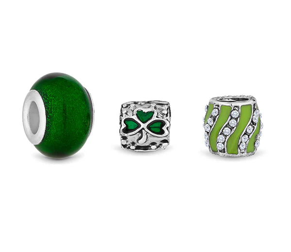 Diamond Style London - Charm Bracelet with Green Charms (Item code: Charmbragreen)