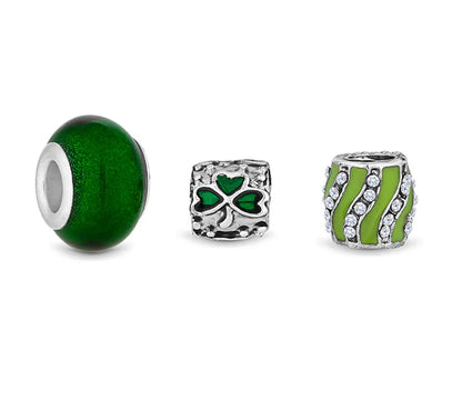 Diamond Style London - Charm Bracelet with Green Charms (Item code: Charmbragreen)