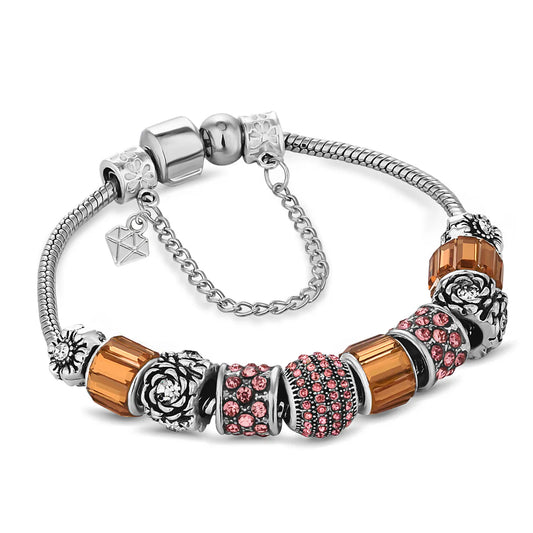 Diamond Style London - Charm Bracelet with Ochre Charms (Item code: Charmbraochre)