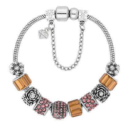 Diamond Style London - Charm Bracelet with Ochre Charms (Item code: Charmbraochre)