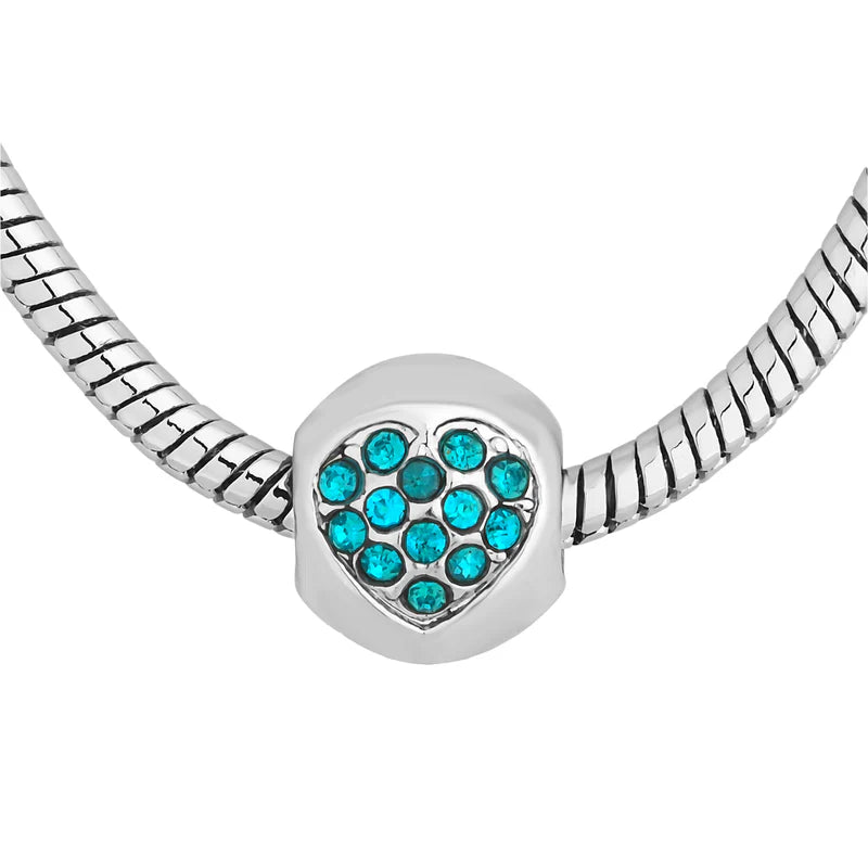 Diamond Style London - Charm Bracelet with Turquoise Charms (Item code: Charmbraturq)
