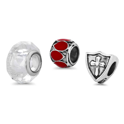 Diamond Style London - Charm Bracelet with Red Charms (Item code: Charmbrared)