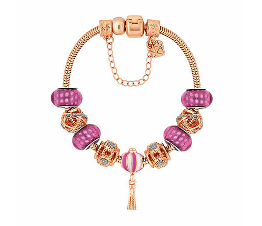 Diamond Style London - Charm Bracelet in Gold with Rose Pendants