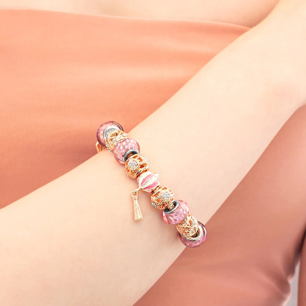 Diamond Style London - Charm Bracelet in Rose Gold (Item code: Charmbrarose)