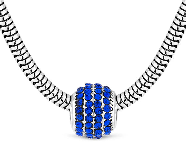 Diamond Style London - Charm Bracelet With Royal Blue Beads and Crystals (Item code: Charmbraroyalcrystal)