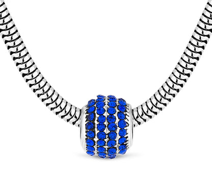 Diamond Style London - Charm Bracelet With Royal Blue Beads and Crystals (Item code: Charmbraroyalcrystal)