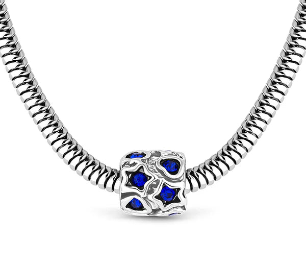 Diamond Style London - Charm Bracelet with Royal Blue and Star Beads (Item code: Charmbraroyalstar)