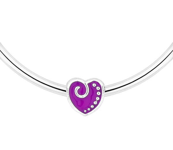 Diamond Style London - Charm Bracelet with Purple Charms on Solid Bangle (Item code: Charmbraspurp)