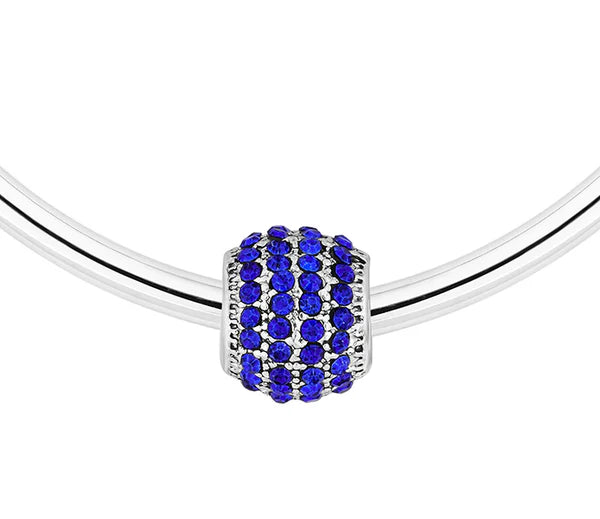 Diamond Style London - Charm Bracelet with Royal Blue Charms on Solid Ban (Item code: Charmbrasroyal)