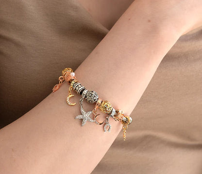 Diamond Style London - Charm Bracelet star in rhodium plating (Item code: Charmbrastar)