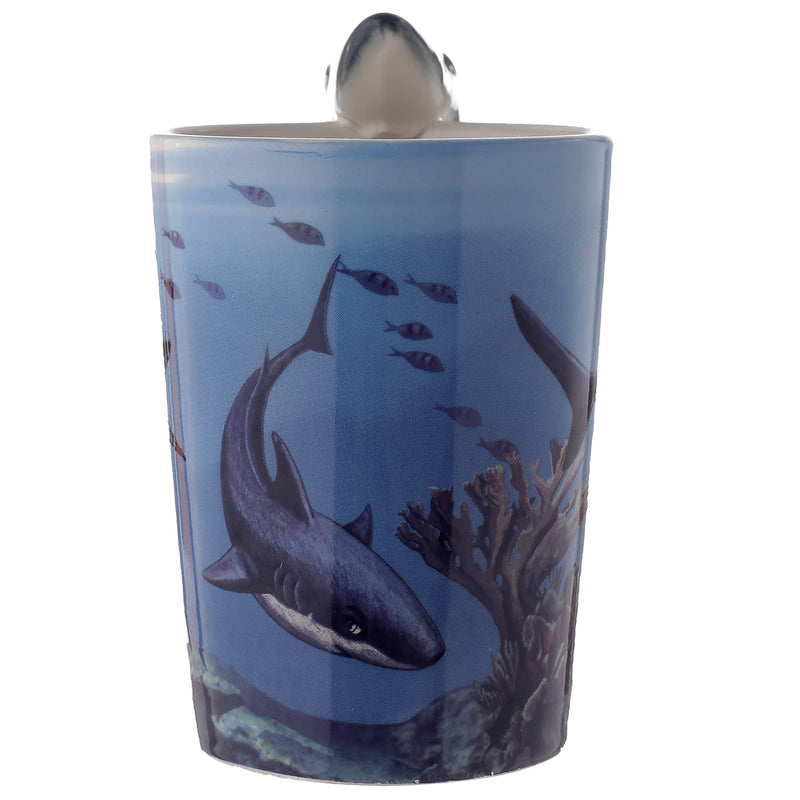 Puckator Lisa Parker Shark Ceramic Shaped Handle Tea Coffee Mug - Funny Home Accessories - Cute Gifts for Girlfriend - Large Mugs for Men Women Hot Drinks - Cups Presents - Secret Santa Gift Cup Set