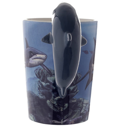 Puckator Lisa Parker Shark Ceramic Shaped Handle Tea Coffee Mug - Funny Home Accessories - Cute Gifts for Girlfriend - Large Mugs for Men Women Hot Drinks - Cups Presents - Secret Santa Gift Cup Set
