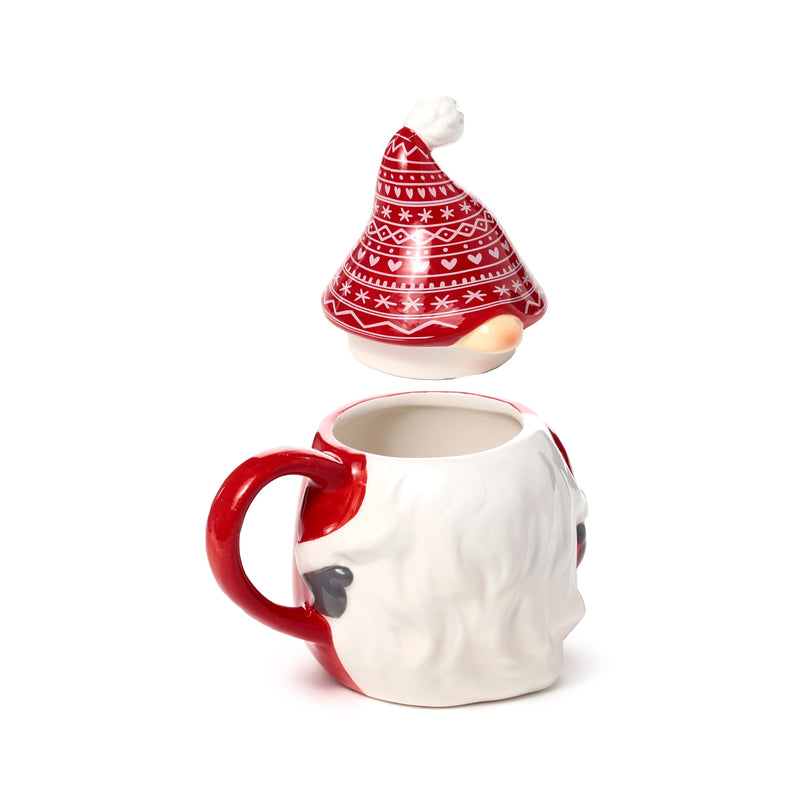Puckator Scandi Christmas Gonk Ceramic Lidded Animal Mug - Funny Home Accessories - Cute Gifts for Girlfriend - Large Mugs for Men Women Hot Drinks - Cups Presents - Secret Santa Gift Cup Set
