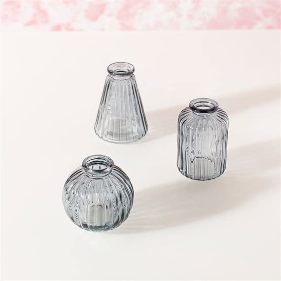 Sass & Belle Grey Glass Bud Vases - Set of 3