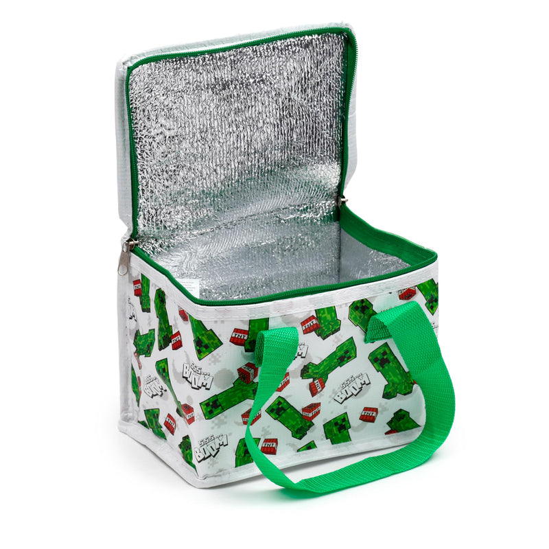 Puckator RPET Cool Bag Lunch Bag Minecraft Creeper & TNT - Made from Recycled Plastic Bottle - Insulated Lunch Bag for Women Men Children - Lunch Box Bag for Work & School - Beach Picnic Accessories