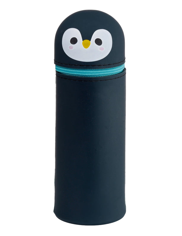Puckator Adoramals Penguin Silicone Upright Pencil Case - School Equipment Stuff - School Supplies for Girls and Boys - University Stationery Kit - Cute Storage Pouch - Cool Teacher Supplies