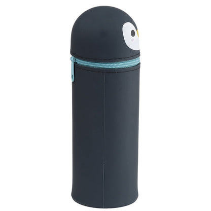 Puckator Adoramals Penguin Silicone Upright Pencil Case - School Equipment Stuff - School Supplies for Girls and Boys - University Stationery Kit - Cute Storage Pouch - Cool Teacher Supplies