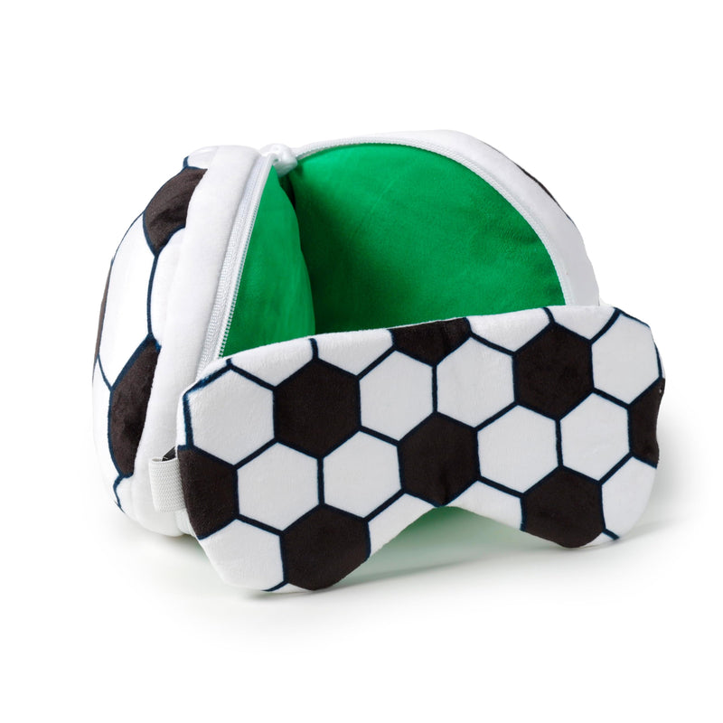 Relaxeazzz Football Round Plush Travel Pillow & Eye Mask - Sleep Eye Mask Masks - Kids Travel Accessories For Sleeping Airplane - Flight Plane Neck Pillow Pillows