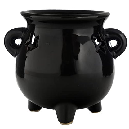 Puckator Eden Large Black Cauldron Oil Burner - Wax Melt Burners Warmer - Boho Bedroom Decor Diffuser Scent Tea Light Burner Holder - House Warming Gift - Aromatherapy Set
