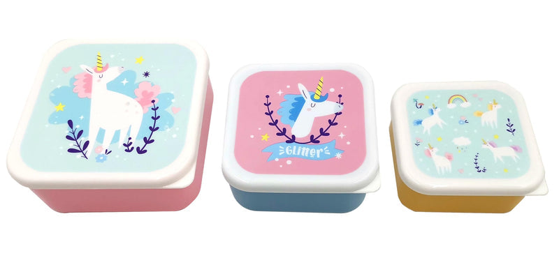 Puckator Unicorn Magic Set of 3 Lunch Box Snack Storage S/M/L