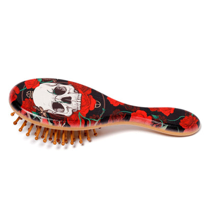 Puckator Skulls and Roses 100% Bamboo Hair Brush - Hair Care Beauty Hairbrush - Detangler Edge Brush For Kids Ladies Wavy Thick Hair Styling Products Haircare - Hedgehog Brush