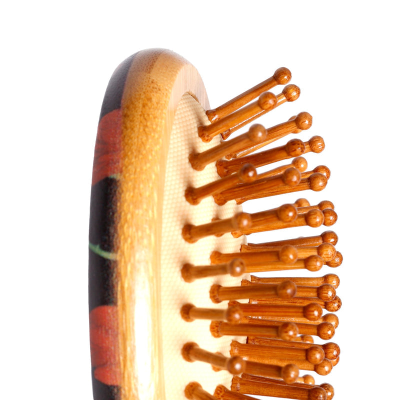 Puckator Skulls and Roses 100% Bamboo Hair Brush - Hair Care Beauty Hairbrush - Detangler Edge Brush For Kids Ladies Wavy Thick Hair Styling Products Haircare - Hedgehog Brush