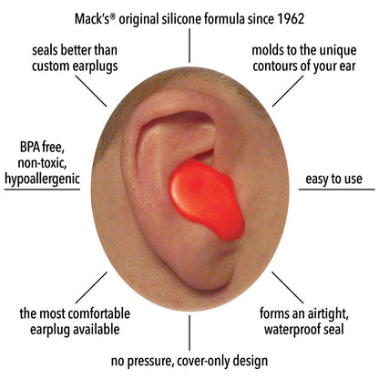 Macks Kids PillowSoft Earplugs 6 Pair Pack - Orange