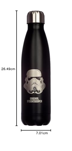 Puckator The Original Stormtrooper - Stainless Steel Water Bottle - Cold for 24h and Hot for 12h - Metal Water Bottles with Stormtrooper Design - Double Walled Modern Thermos Flask - Bpa Free -500 ml