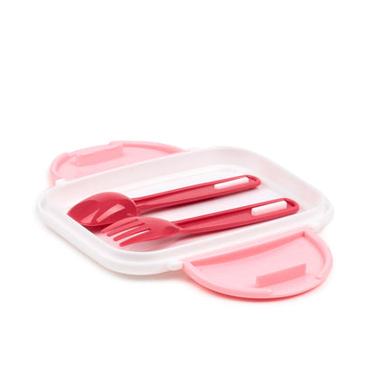 Puckator Moomin Clip Lock Stacked Bento Lunch Box with Cutlery - Lunch Box for Adults and Kids with Compartments and Fork & Spoon - Snack Box Food Containers with Lids Stackable Snack Pots for Kids
