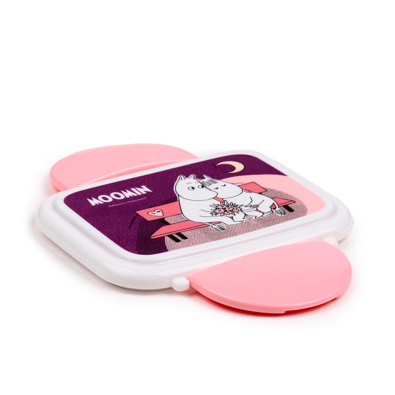 Puckator Moomin Clip Lock Stacked Bento Lunch Box with Cutlery - Lunch Box for Adults and Kids with Compartments and Fork & Spoon - Snack Box Food Containers with Lids Stackable Snack Pots for Kids
