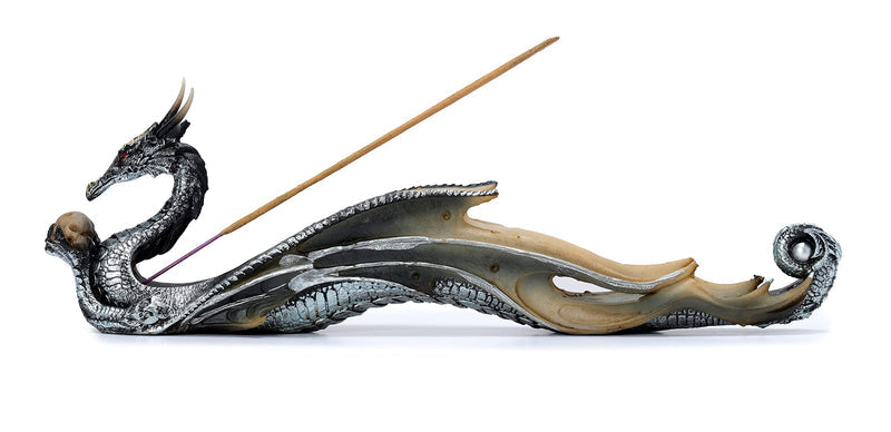 Puckator Shimmering Dragon Incense Holder - Zen Meditation Gifts - Incense Holders For Sticks - Spiritual Gifts - Incense Burner - Dragon Gifts For Men And Women - Fantasy Ashcatcher - Resin