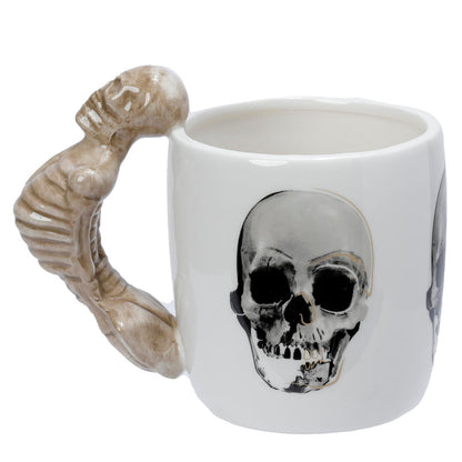Puckator Skeleton Ceramic Shaped Handle Tea Coffee Mug - Funny Home Accessories - Cute Gifts for Girlfriend - Large Mugs for Men Women Hot Drinks - Cute Cups Presents - Secret Santa Gift - Cup Set