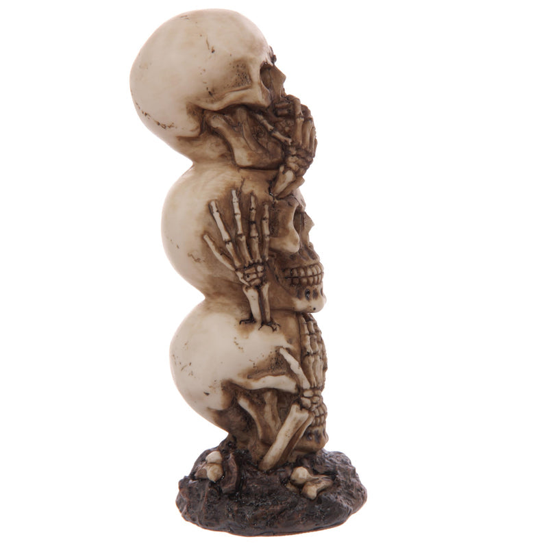 Puckator Skull Totem - Hear No Speak No See No Evil - Home Decoration- Desk Skull Ornament - Plastic Skull - Gothic Home Accessories - Mini Skulls - Human Skeleton Head - Goth Gifts For Men