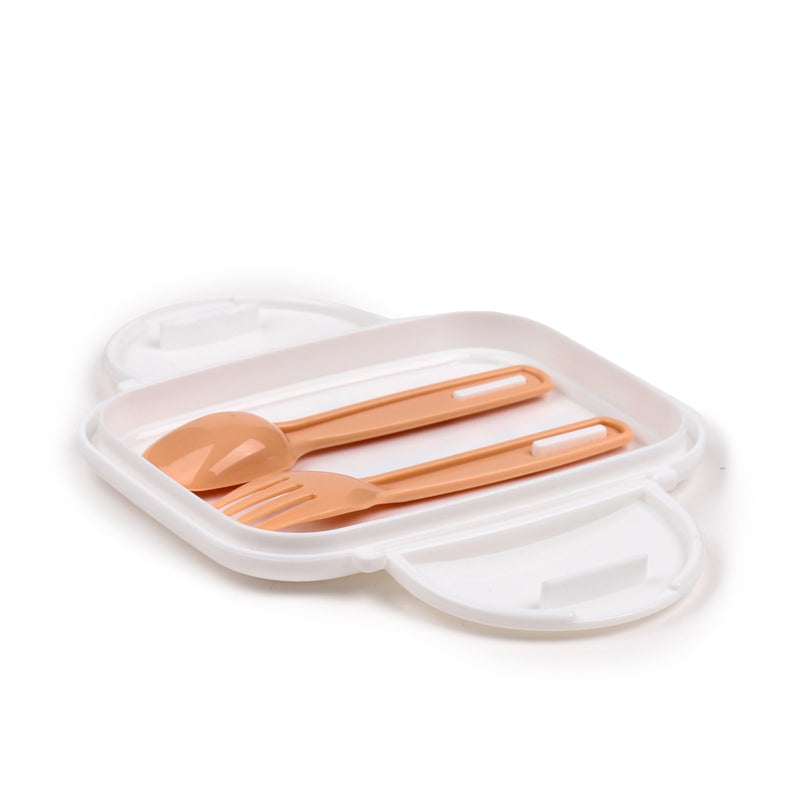 Puckator Feline Fine Cats Clip Lock Stacked Bento Lunch Box with Cutlery - Boxes for Adults and Kids with Compartments and Fork Spoon Snack Box Food Containers with Lids Stackable Snack Pots for Kids