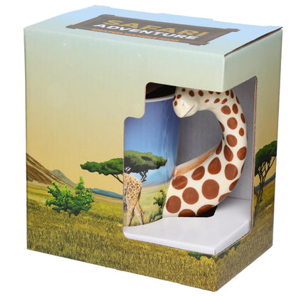 Puckator Giraffe Savannah Decal Ceramic Shaped Handle Tea Coffee Mug - Funny Home Accessories - Cute Gifts for Girlfriend - Large Mugs for Men Women Hot Drinks - Cute Cups Presents Secret Santa Gift