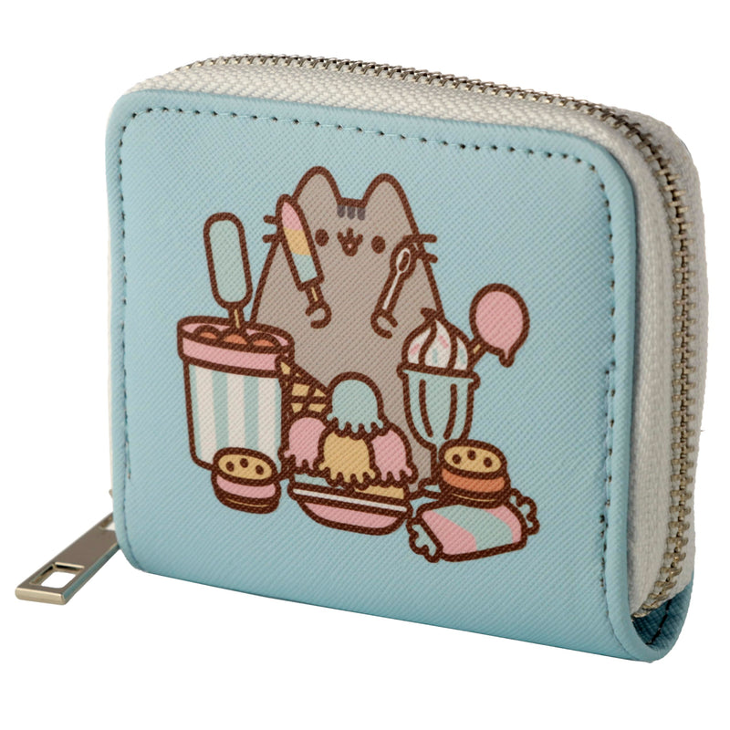 Puckator Pusheen Foodie Cat Zip Around Small Wallet Purse - Ladies Women's Womens Slim Purses Wallets Wallet for Women - Coin Pouch Purse Men - Card Holder with Zip - Small Cash Wallet Bag Bags UK