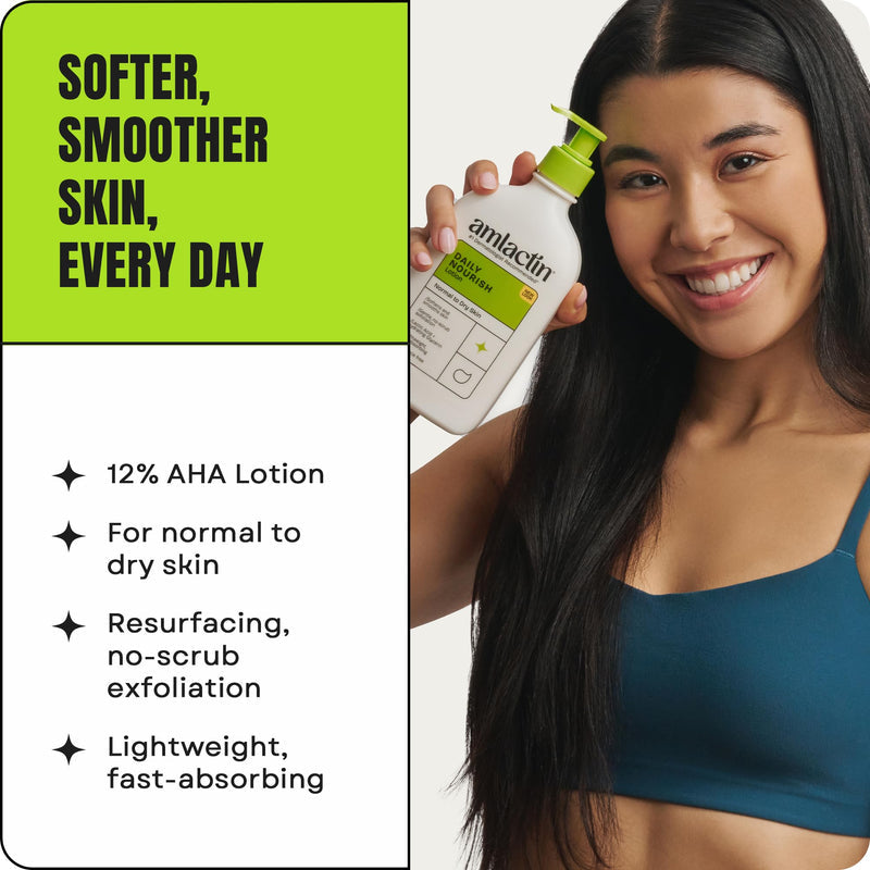 AmLactin Daily Moisturizing Body Lotion | Instantly Hydrates, Relieves Roughness | Powerful Alpha-Hydroxy Therapy Gently Exfoliates | Smooths Rough, Dry Skin | Paraben-Free 7.9 oz.