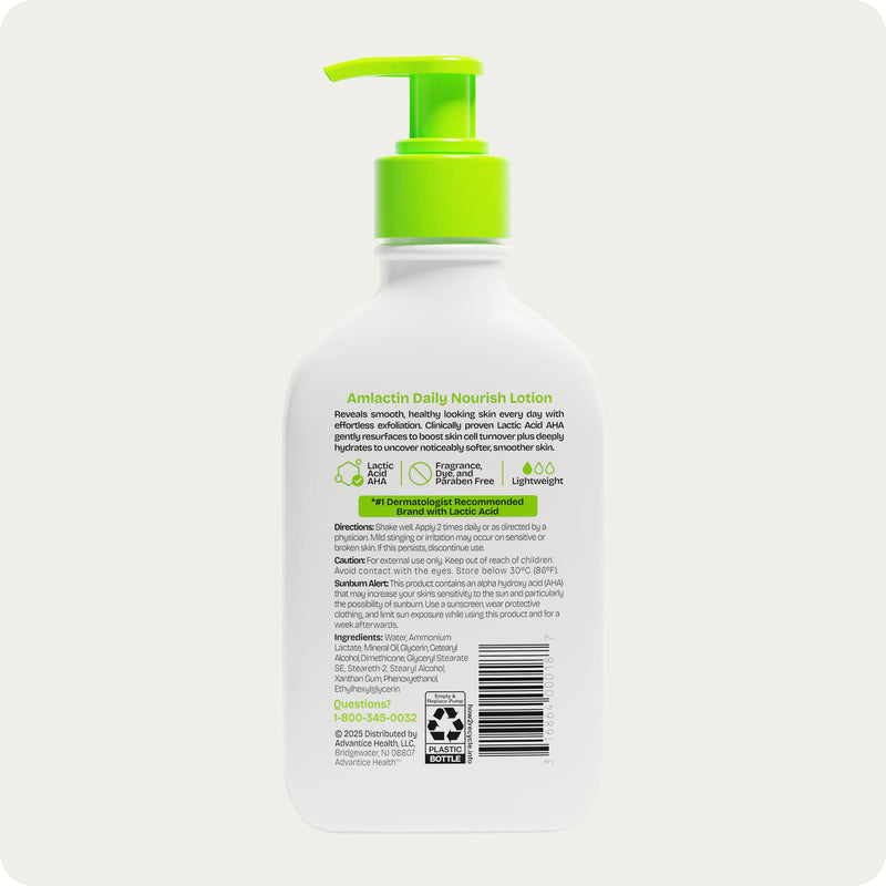 AmLactin Daily Moisturizing Body Lotion | Instantly Hydrates, Relieves Roughness | Powerful Alpha-Hydroxy Therapy Gently Exfoliates | Smooths Rough, Dry Skin | Paraben-Free 7.9 oz.