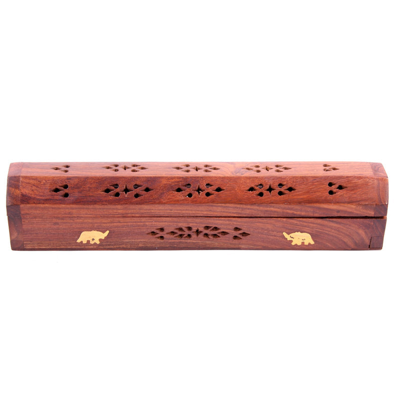 Puckator Sheesham Wood Ashcatcher Incense Burner Box Elephants - Spiritual Zen Gothic Incensé Insence Sticks Cones Holder Burner - Home Aesthetic Yoga Room Decor Accessories Gift